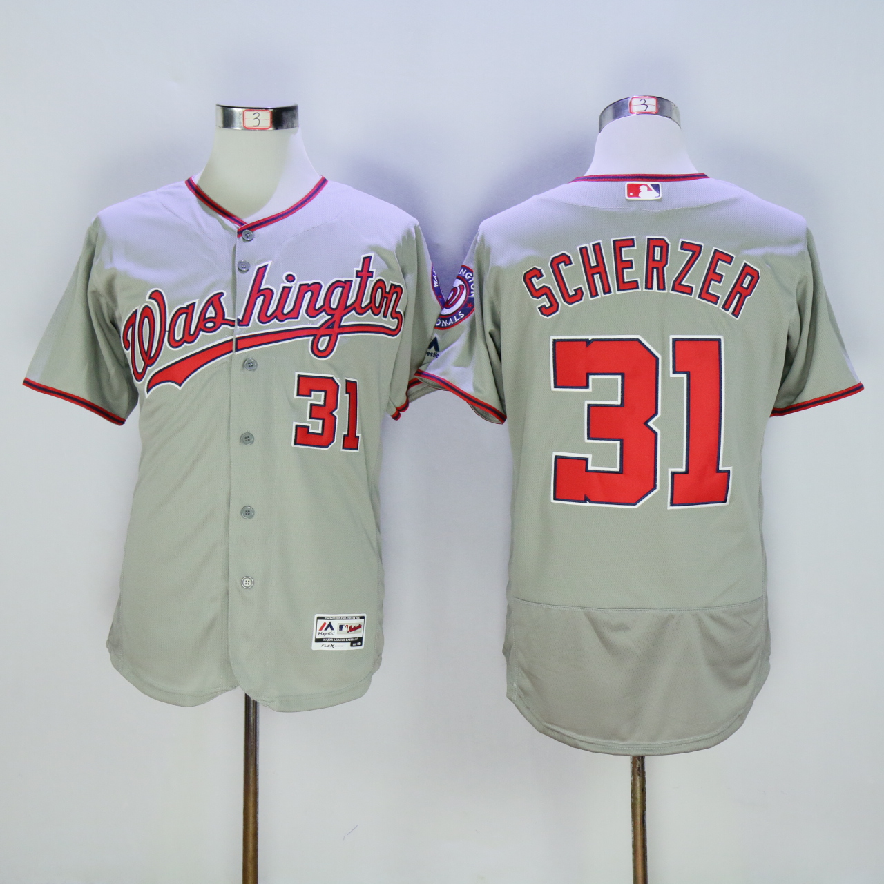 Men Washington Nationals #31 Scherzer Grey MLB Jerseys